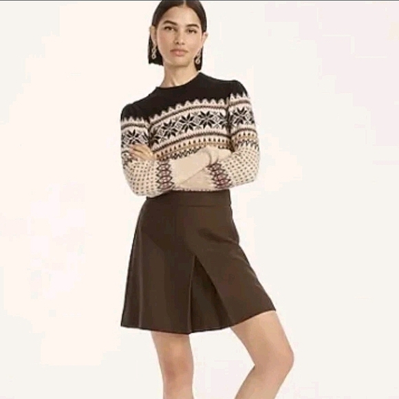 J. Crew Pleated Double-Serge Wool Mini Skirt, Size 16, Brown, Fully Lined, NWT - Picture 1 of 6